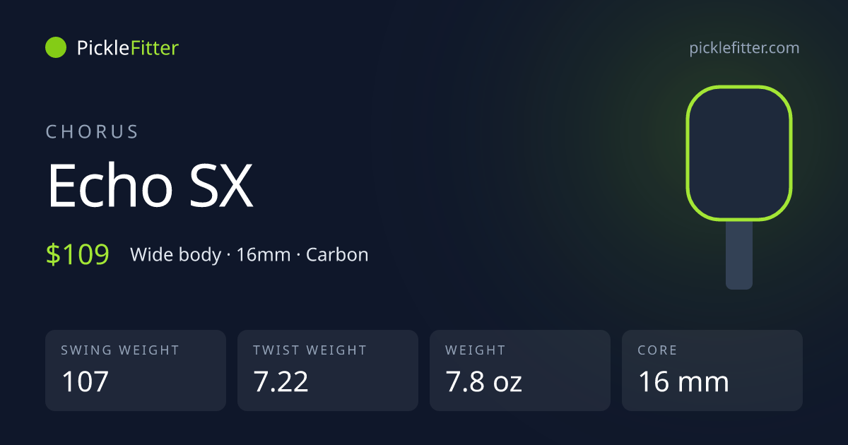 Chorus Echo SX spec card: swing weight 107, twist weight 7.22