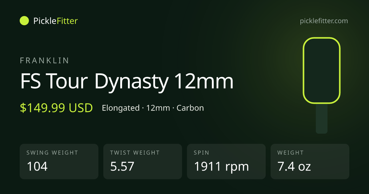 Franklin FS Tour Dynasty 12mm spec card: swing weight 104, twist weight 5.57